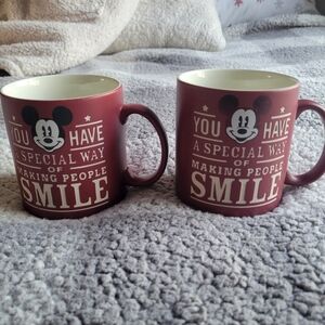 Disney Parks Mickey Mouse “Special Way to Smile” Mug – Red (Set of 2)